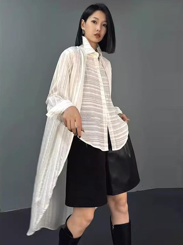 Xitao Асимметричная полосатая однобортная женская рубашка ZY8917