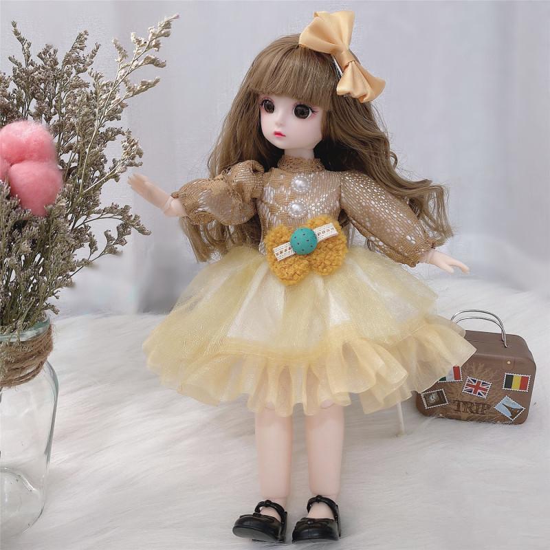 30см Bjd Кукла 12 Подвижных Суставов 1/6 Платье для Девочки 3D Карие Глаза Игрушка с Одеждой Обувью Детские Игрушки для Девочки Детский Подарок
