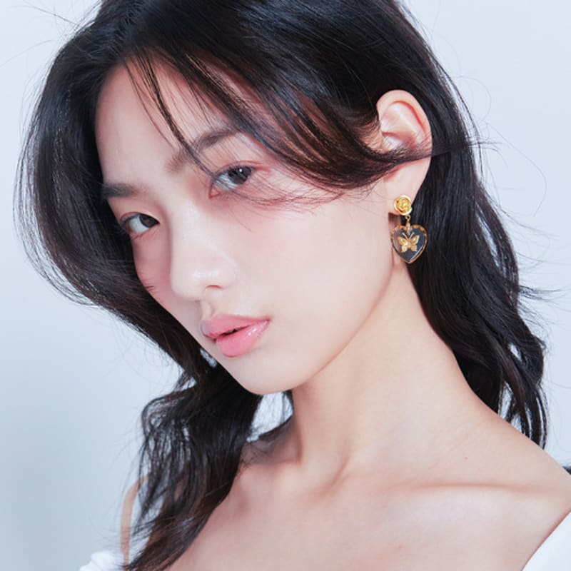 LOVUEE Golden Rose Butterfly Crystal Earrings