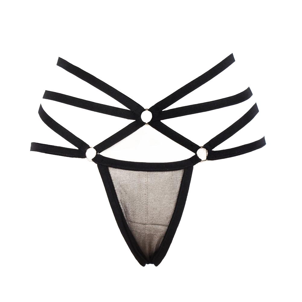 Sexy Women G-String Thong Solid Color Strap Mesh Underwear Briefs Underpants