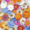 50PCS Wooden Buttons 25MM Sewing Scrapbook DIY Decor Craft Chrysanthemum Flower Buttons Handmade