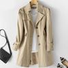 Fall Spring Women Jacket Turn-down Collar Single-breasted Loose Overcoat Mid Length Solid Color OL Commuting Coat Hiking Windbreaker