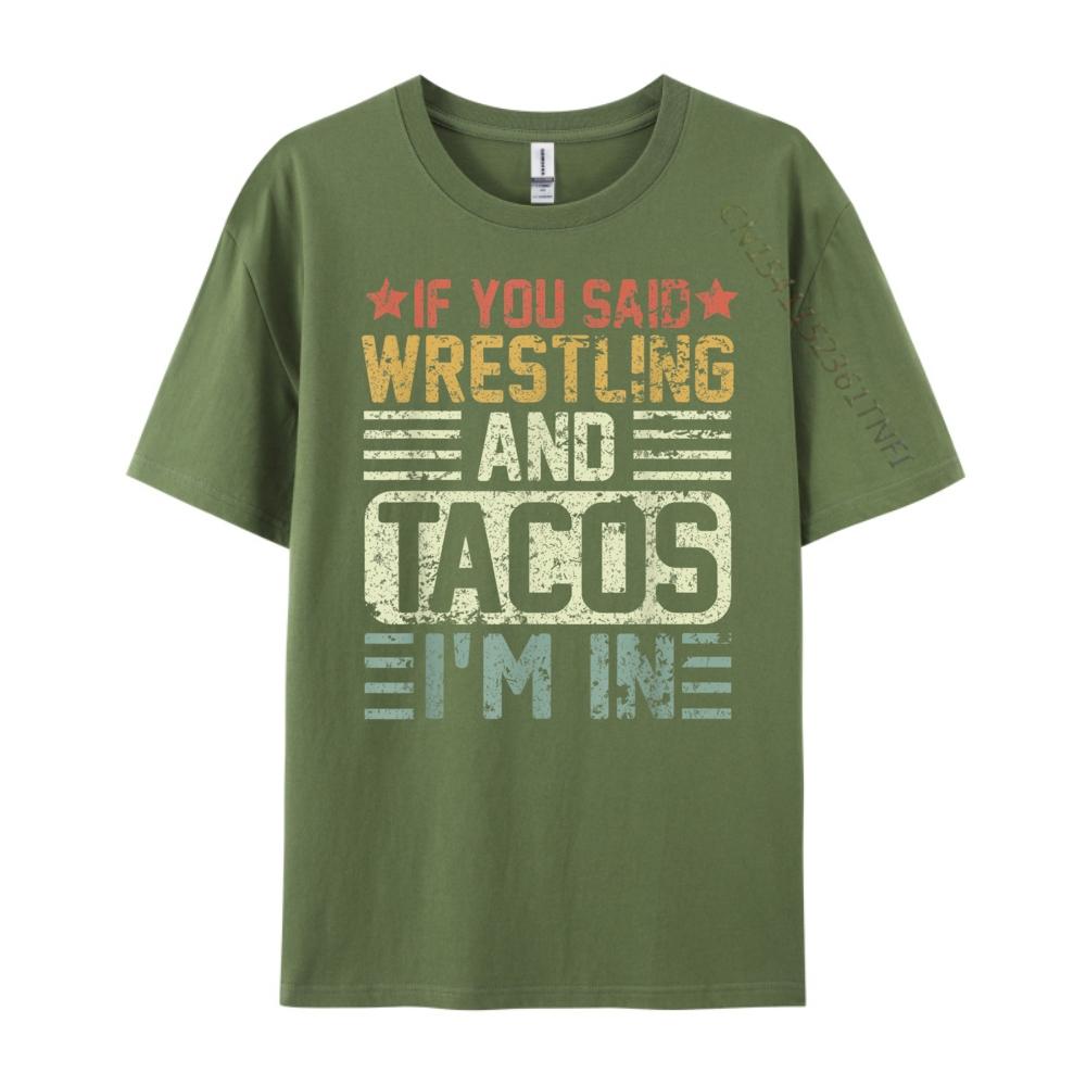 Vintage Funny Wrestling And Tacos Novelty Sports Oversized T Shirt Men Women Casual Everyday Mens Clothing Party