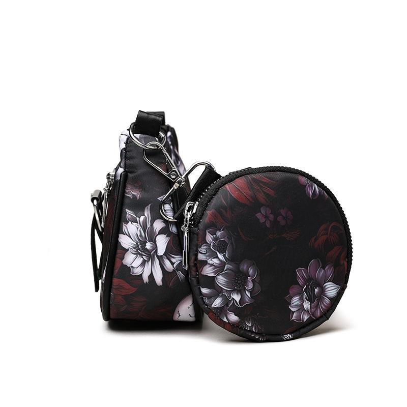 Шикарная сумка на плечо с черепом и цветочным принтом, готическая сумка в форме полумесяца, универсальный винтажный дизайн для Хэллоуина и не только