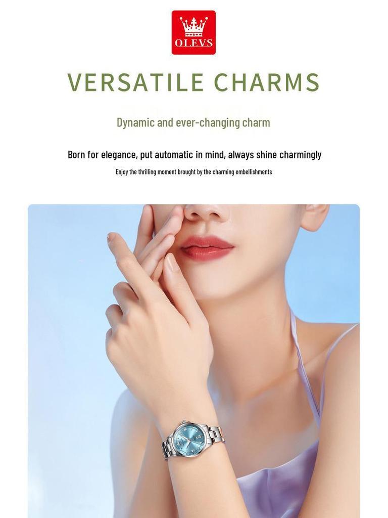 Женские кварцевые часы Oulishi из цельной стали - Высококлассные, Водонепроницаемые, Полностью автоматические, Модный аксессуар
