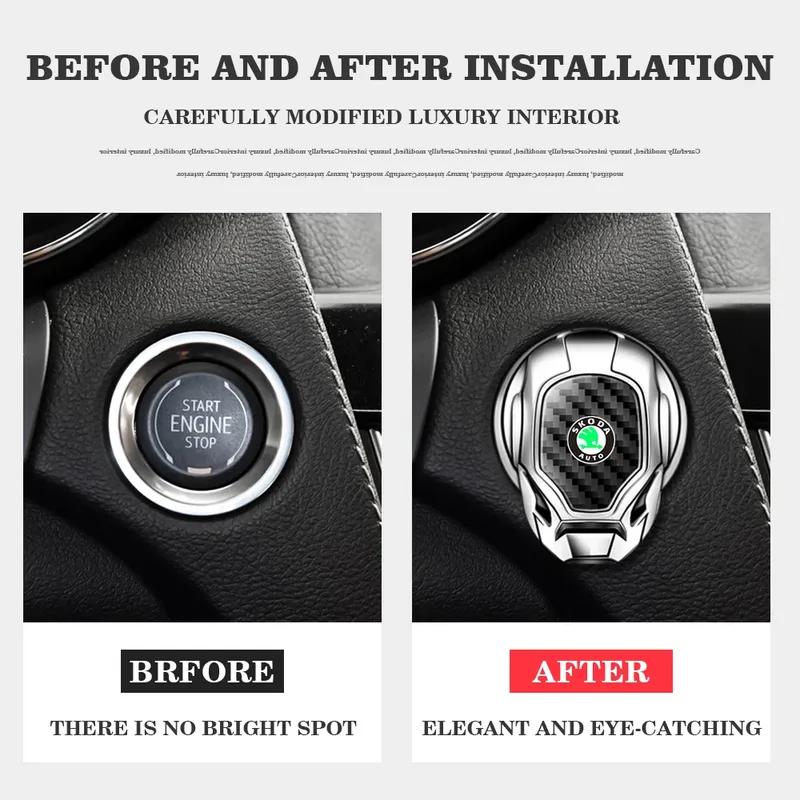 Для Skoda Virs Кнопка включения зажигания двигателя автомобиля Кнопка Крышка Кнопки Аксессуары для интерьера Fabia Rapid Octavia Kamiq Karoq Kodiaq
