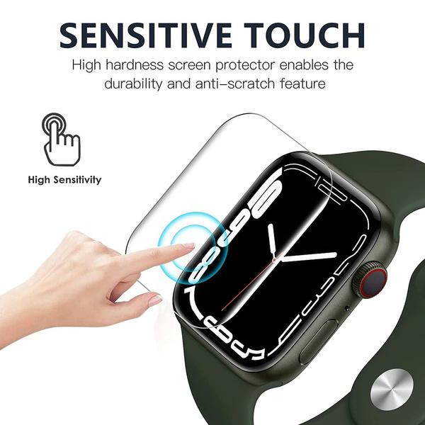 Стеклянная и мягкая пленка для Apple Watch Screen Protector Series 7 6 SE 5 41 мм 45 мм 44 мм 40 мм 42 мм 38 мм для iWatch 4 3 2 1 защитные аксессуары