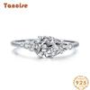 Tancise Classic 925 Sterling Silver Zircon Ring Ladies Jewelry Wedding Promise Party Gift
