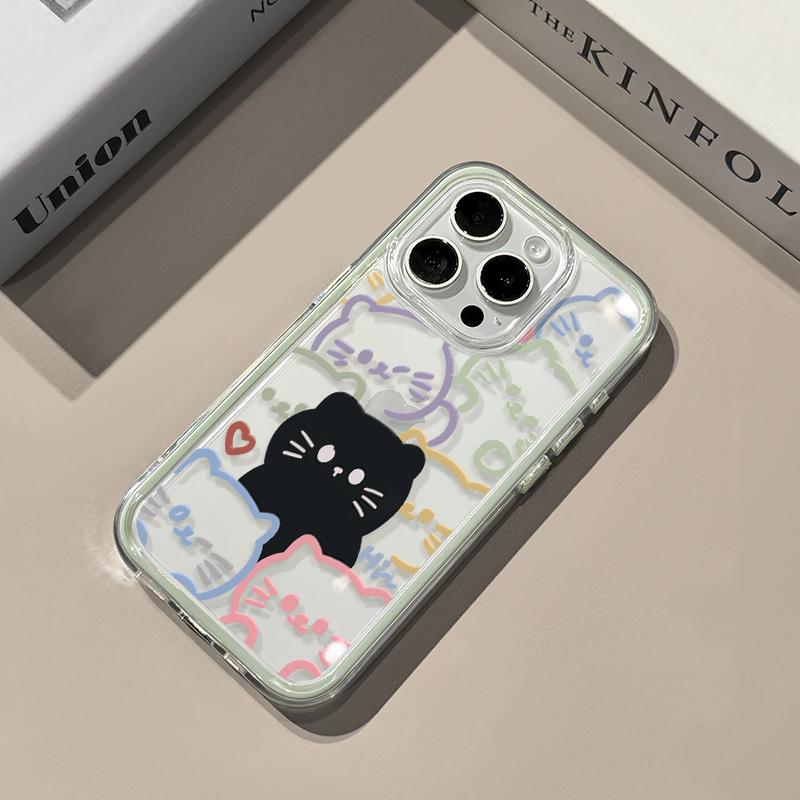 Линия Черная кошка для IPhone17ProMax для Чехла на телефон Apple 16/14/1 3/12 Всесторонний Мягкий чехол