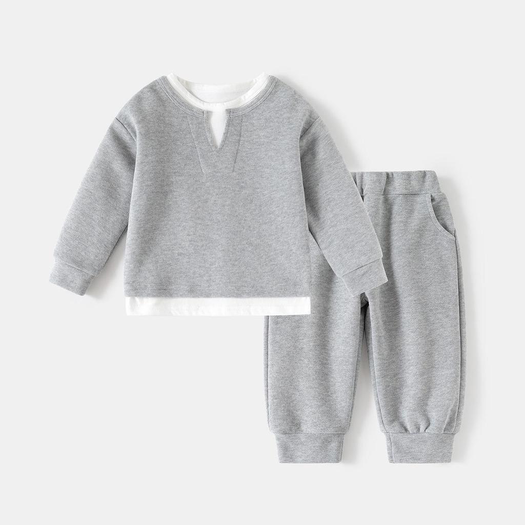 Boys' Spring Two-Piece Outfit: Hoodie and Long Pants Set for Kids