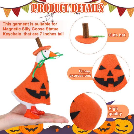Костюм Гуся-Тыквы 7 дюймов Наряд Настольного Гуся Хэллоуин Милый Наряд Тыквы со Шляпой для Настольного Гуся Магнитная Статуэтка Гуся Держатель Ключей