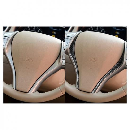 2Pcs Carbon Fiber Steering Wheel Accent Cover Trim For Nissan Rogue/X-Trail