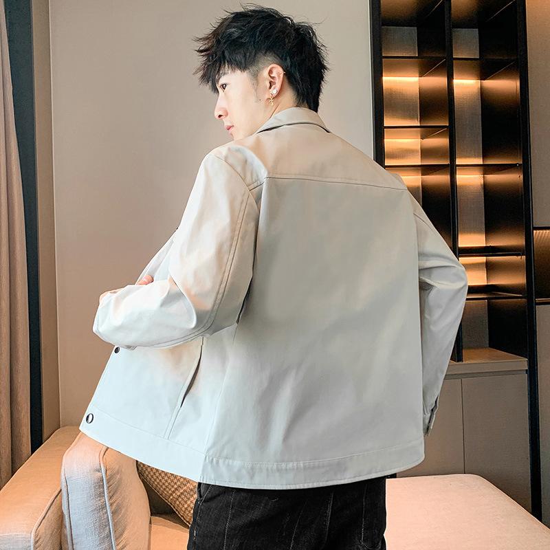 Мужская повседневная куртка Куртка Весна и Осень Новая Лацкан Модная Короткая Ветровка Молодежная Одежда Красивая