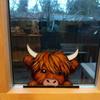 Highland Cow Window Corner Decoration 3D Printed Peeping Highland Cattle Home Office Living Room Door Window Frame Ornament