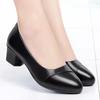 Soft Leather Single Shoes Women's Low Heel Spring and Summer Soft Sole Comfortable Non-slip Fashion Leather Shoes Women's Shoes Middle Heel Shoes