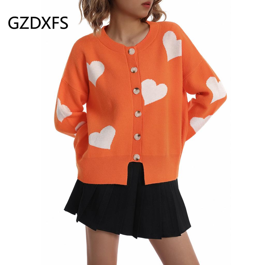 Осень и зима, новый стиль, женский трикотаж, однобортный свитер Love, женский кардиган