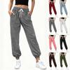 Women's Fashionable Solid Color Pocket Drawstring Elastic Waist Plush Casual Pants