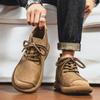 Мужские ретро ботильоны, обувь, модная повседневная обувь для вождения, черные, коричневые, с широким носком, высокие, больших размеров