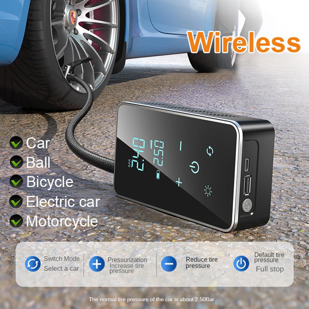 Модернизированный беспроводной воздушный насос 150psi Smart Touch Портативный электрический накачиватель шин для автомобиля, велосипеда, мотоцикла, мини-универсальный воздушный компрессор большой мощности