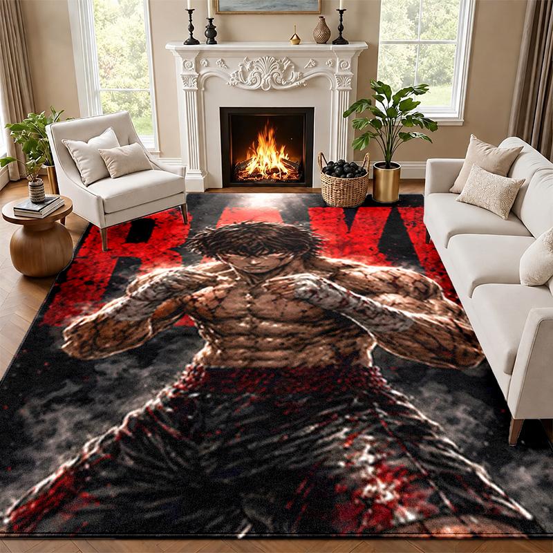 Baki Hanma Carpet Door Mat for Living Room or Bedroom Protective Mat Under Chair Office Decoration Christmas Gift Birthday Present