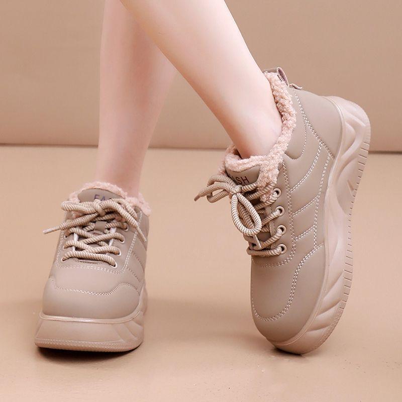 Женские зимние теплые хлопковые туфли с плюшевой подкладкой, модные спортивные повседневные женские зимние туфли на толстой подошве, увеличивающие рост