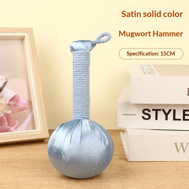Portable Satin Surface Mugwort Massage Hammer Pure Essential Oil Soothing Body Massager Ideal for Personal Use Festival Gifting
