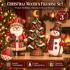 Wooden Holiday Gift for Friends 3 Pcs Christmas Table Decoration, Rustic Snowman Santa Claus Xmas Tabletop Indoor Shelf Decor Sign, 2D Flat