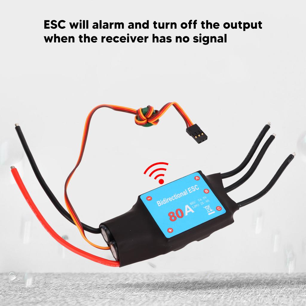 Бесколлекторный регулятор скорости для радиоуправляемой лодки 80A Бесколлекторный 5V 5A BEC Выход Многофункциональный регулятор скорости для радиоуправляемой лодки Подводной винт