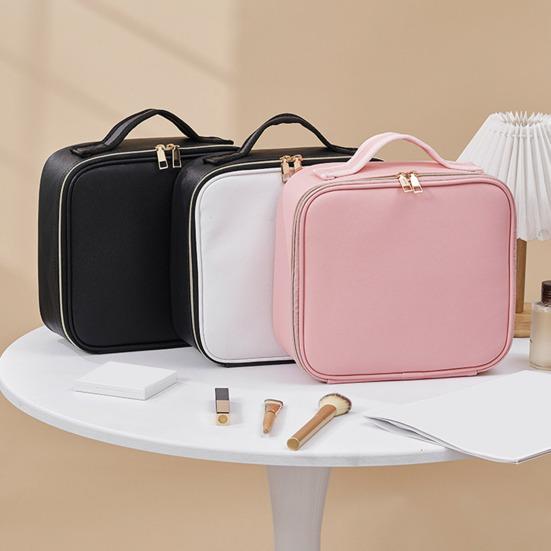 Косметичка со светодиодной подсветкой, зеркальной застежкой-молнией, большой вместительной ручкой, водонепроницаемой для путешествий