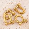 2Pcs Stainless Steel U Shape Screw Carabiner Jewelry Clasp Gold Colour Metal Horseshoe Toggle Spiral Clasp Hook Shackle Supplies