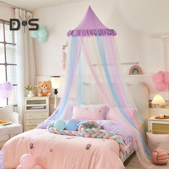 Радужный балдахин для кровати для девочек Dreamy Kids Princess Dome Bed Палатка дышащая москитная сетка Декоративная детская кроватка Палатка для девочек