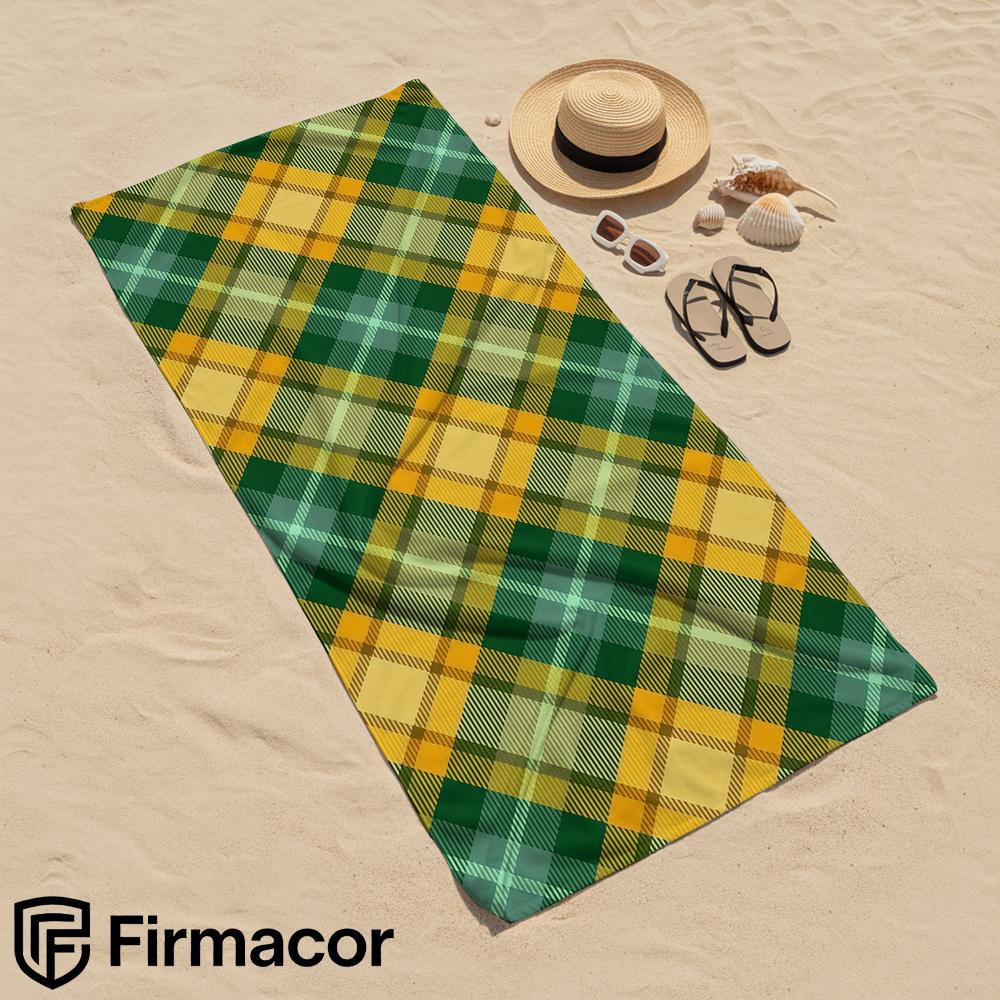 Green Yellow Plaid Microfiber Beach Towel Quick Dry Sand Free Oversized Soft Absorbent Bath Towel for Swimming Pool Travel Gym
