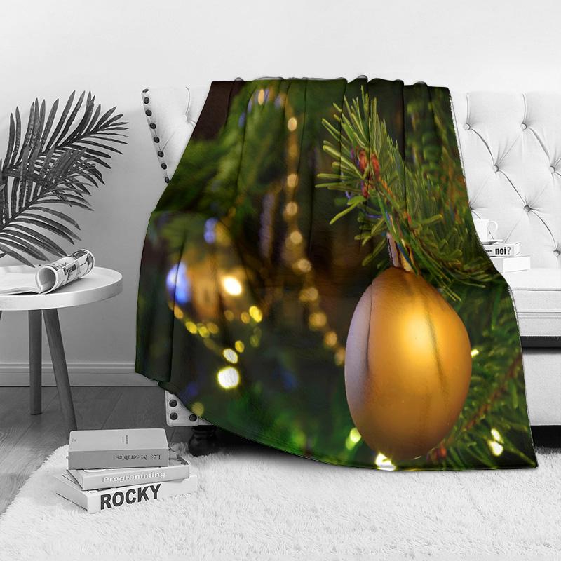 Tuniu Warm Cozy Throw Blanket for Home Bedroom Sofa Decoration with Lights and Christmas Tree Design