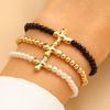 High Quality 2026 Popular Fashion Simple Versatile Beaded Elastic Bracelet Cross Love Bracelet Bracelet Men and Women