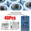 Набор из 40 метрических метчиков и плашек, ручные инструменты для нарезания резьбы из углеродистой стали, профессиональный набор для фрезерования и повторной нарезки резьбы