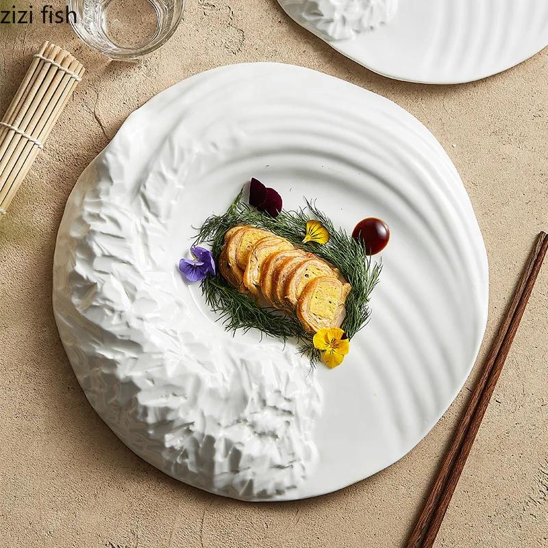 Stone Pattern Mountain Sea Plate Ceramic Special Shaped Tableware Dessert Plate Snack Plate Sushi Plates Artistic Tableware