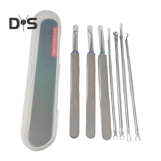 Набор из 7 инструментов для удаления черных точек из нержавеющей стали, набор для удаления угрей, профессиональное средство для удаления черных точек, белых угрей и прыщей для лица