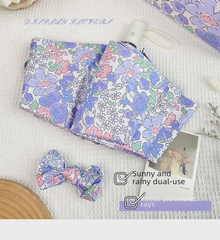 Dual-Purpose Floral Umbrella for Women: Automatic Folding, Sunscreen & UV Protection, Wind & Rain Resistant