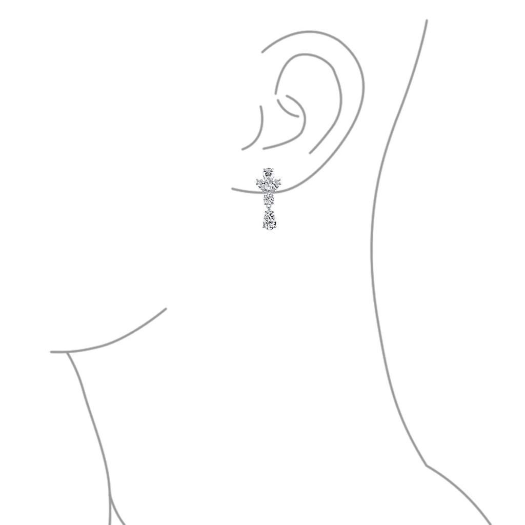 Винтажный стиль ар-деко прозрачный кубический цирконий AAA CZ заявление висячие формальные листья каплевидной формы люстра клипсы серьги свадебный выпускной конкурс серебряный