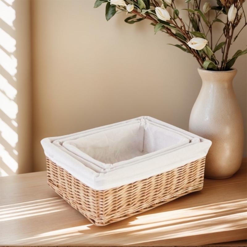 Натуральный плетеный органайзер корзина в пасторальном стиле многоцелевое настольное хранилище плетеная корзина для хранения игрушек фруктов