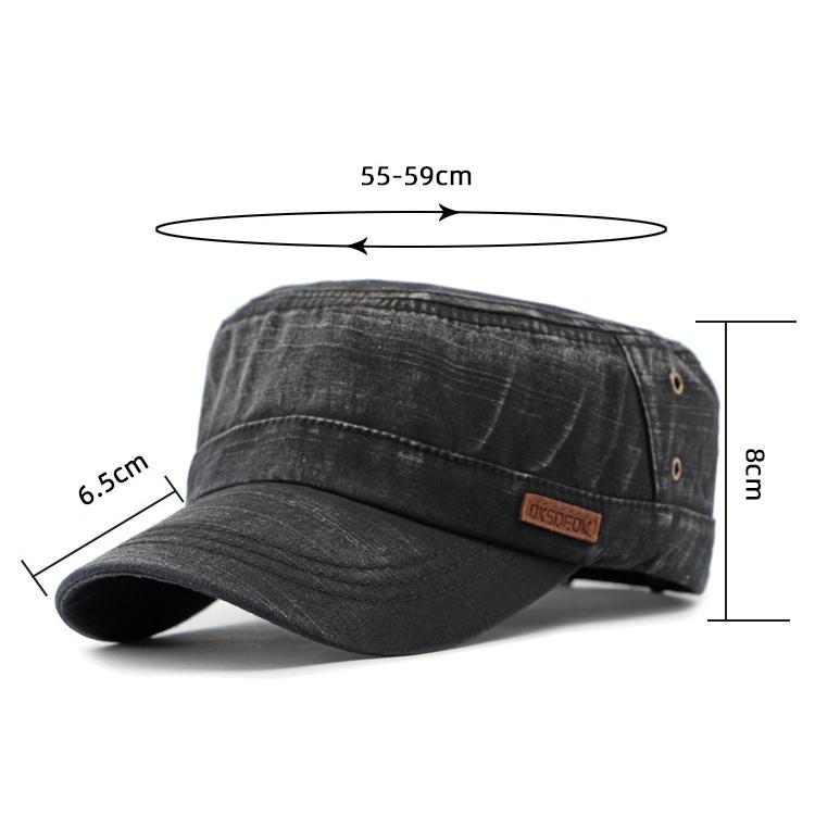 Мужская шляпа с плоским верхом, винтажная армейская шляпа из мытого хлопка