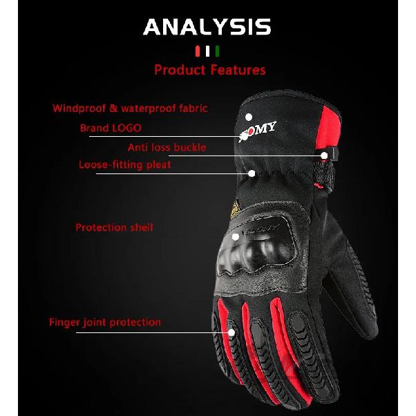 SUOMY Motorcycle Gloves Winter Waterproof Windproof Motorbike Motocross Racing Gloves Touchscreen Warming Moto Biker Gloves