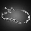 New Fashion Girl Bell Anklets Solid 925 Sterling Silver Women Anklets Contracted Double Snake Chain27 Cm Anklets Jewelry