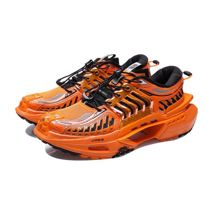 Li Ning Xuan Kong светоотражающие амортизирующие отскоки трендовые спортивные повседневные туфли женские кроссовки черные оранжевые AGLR052-18