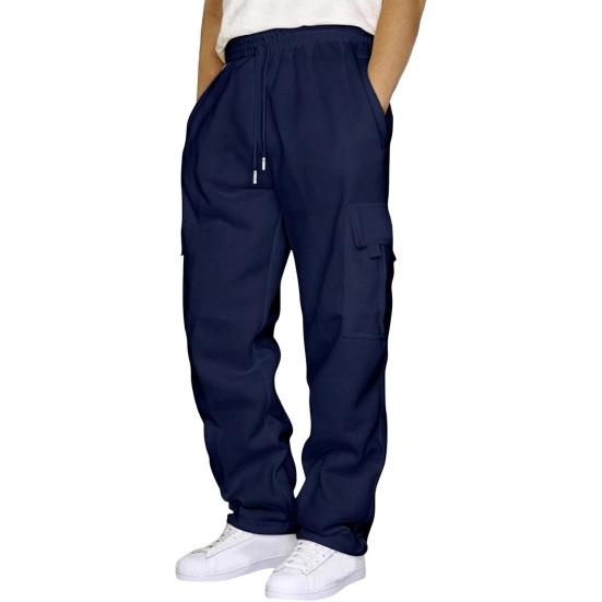 Мужские брюки-карго на шнурке с эластичной резинкой на талии, свободные, с несколькими карманами, однотонные, мягкие, дышащие, повседневные, спортивные, уличная одежда, длинные рабочие брюки в стиле хип-хоп