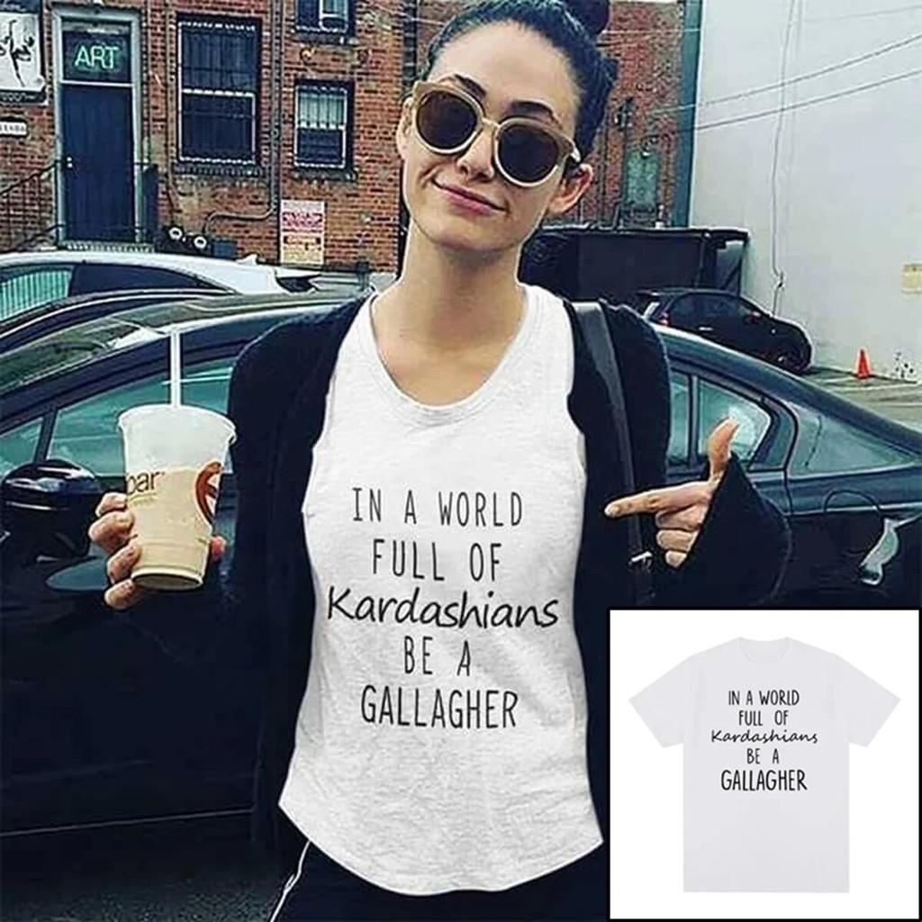 Винтажная футболка SHAMELESS In A World Gallagher Quotes, ТВ-шоу, вдохновленная хлопковая футболка унисекс унисекс, новая футболка, женские топы