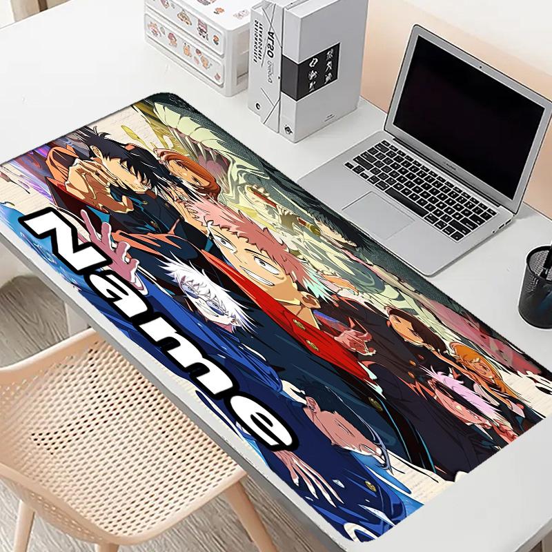 Custom Name Personalized Jujutsu Kaisen Pattern Mousepad, Laptop PC Desk Mat, Decorative Desk Mat for Home Keyboard Pad Gift