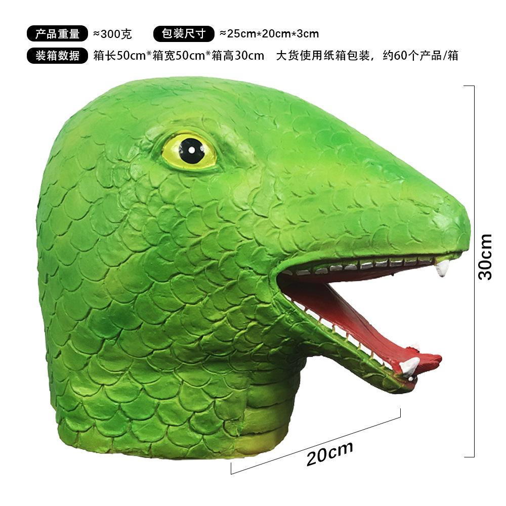 Cute Green Snake Funny Animal Headgear Masquerade Live Broadcast Mask Halloween Festival Party Performance Props