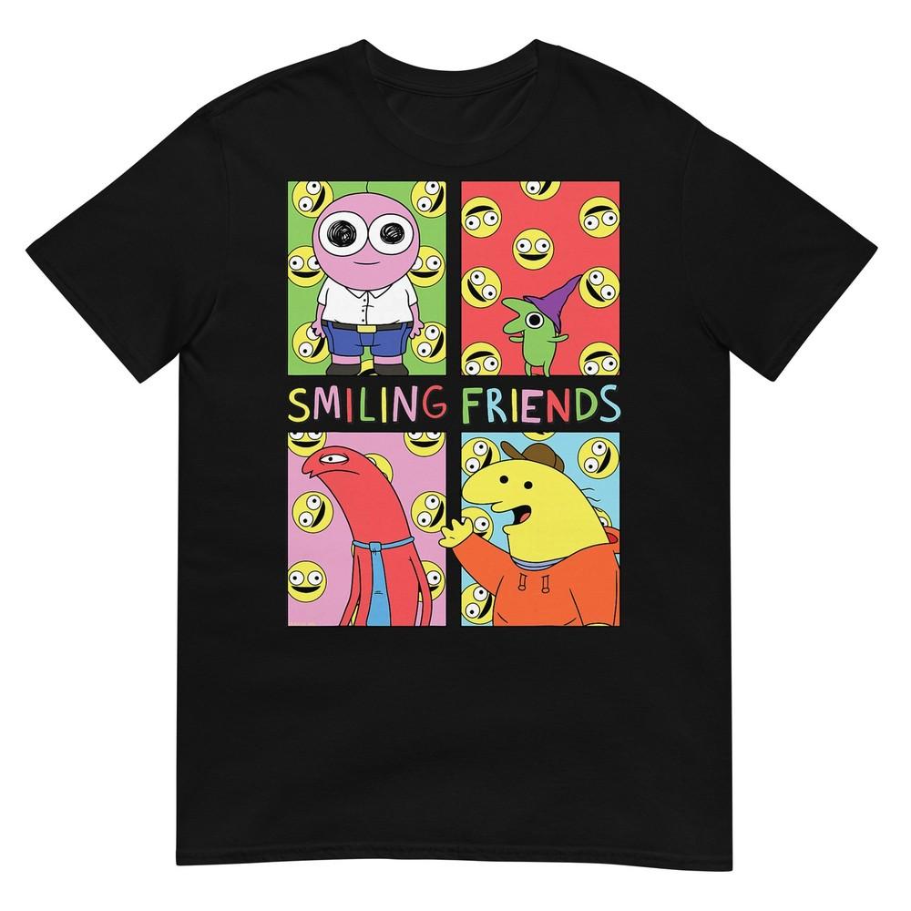 Smiling Friends Pop Art Character Grid Funny Cartoon Tshirt