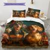Happy Dachshund Pattern Bedding Home Decoration Birthday Gift (1 * duvet cover + 2 * pillowcase, without core)